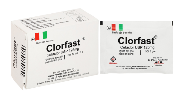 Bột pha hỗn dịch uống Clorfast 125mg trị nhiễm khuẩn (10 gói x 3g)