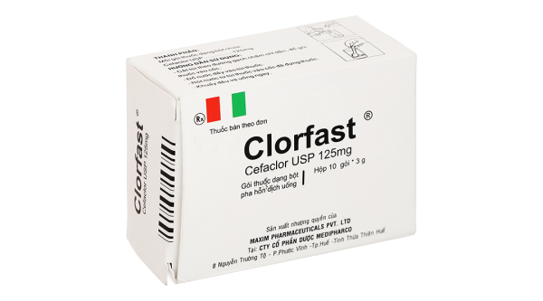 Bột pha hỗn dịch uống Clorfast 125mg trị nhiễm khuẩn (10 gói x 3g)