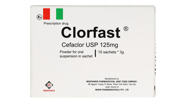 Bột pha hỗn dịch uống Clorfast 125mg trị nhiễm khuẩn (10 gói x 3g)