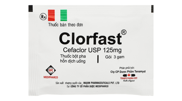 Bột pha hỗn dịch uống Clorfast 125mg trị nhiễm khuẩn (10 gói x 3g)