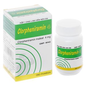 Clorpheniramin 4 DHG Pharma trị viêm mũi dị ứng, mề đay lọ 200 viên