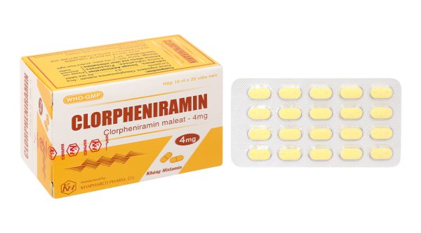 Clorpheniramin Khapharco 4mg trị viêm mũi dị ứng (10 vỉ x 20 viên)