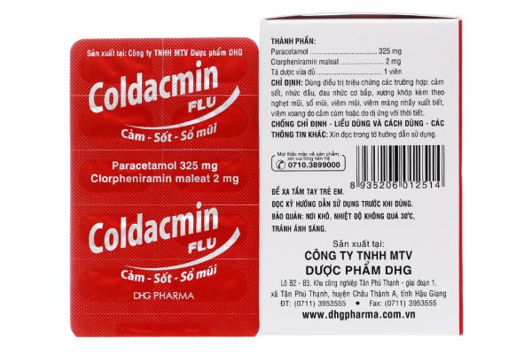 Coldacmin Flu trị cảm cúm, sốt, sổ mũi (10 vỉ x 10 viên)