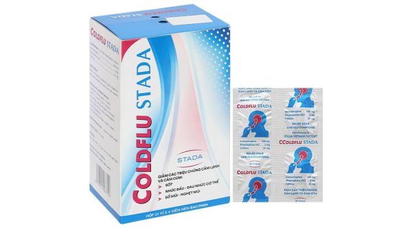 Coldflu Stada trị các triệu chứng cảm cúm: sốt, đau và xung huyết mũi (25 vỉ x 4 viên)