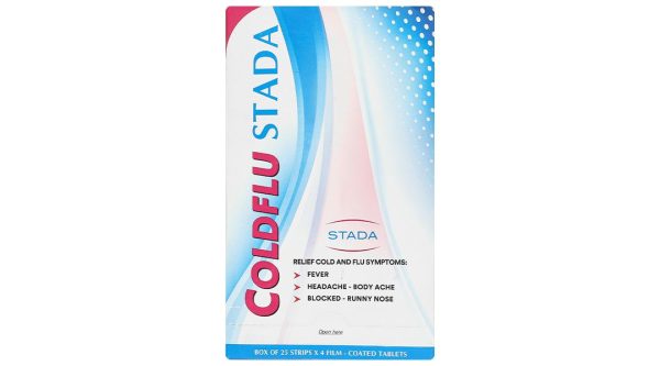 Coldflu Stada trị các triệu chứng cảm cúm: sốt, đau và xung huyết mũi (25 vỉ x 4 viên)