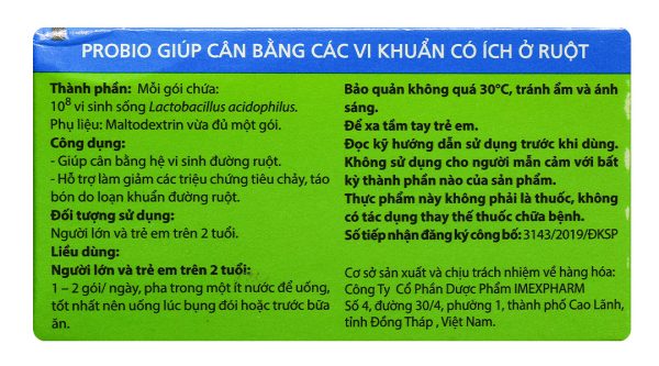 Cốm pha hỗn dịch uống Probio cân bằng hệ vi sinh đường ruột hộp 14 gói