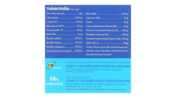 Cốm Bio-acimin Gold+ bổ sung lợi khuẩn, vitamin hộp 30 gói x 4g