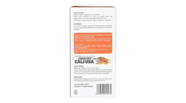 Đông trùng hạ thảo Cordycep Cali USA tăng cường sinh lực hộp 60 viên