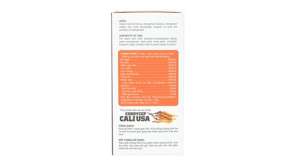 Đông trùng hạ thảo Cordycep Cali USA tăng cường sinh lực hộp 60 viên