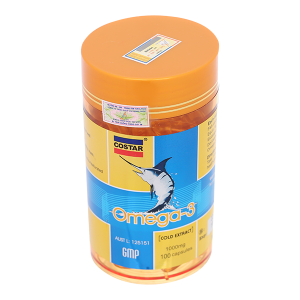 Dầu cá Costar Omega-3 hỗ trợ giảm mỡ máu, tốt cho tim mạch lọ 100 viên