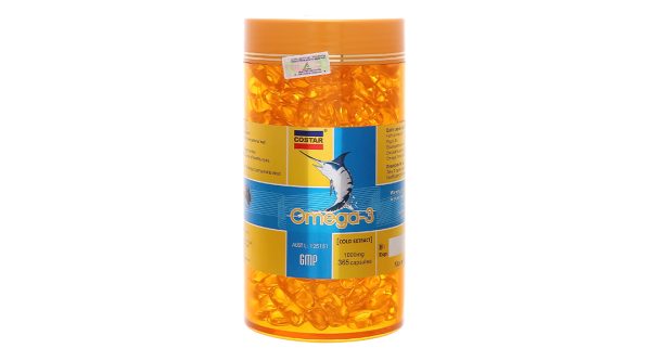 Dầu cá Costar Omega-3 hỗ trợ sức khỏe tim mạch, bổ mắt lọ 365 viên