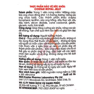 Sữa ong chúa Costar Royal Jelly giúp nâng cao sức đề kháng, làm đẹp da lọ 365 viên