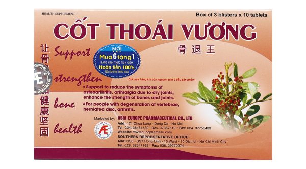 Cốt Thoái Vương hỗ trợ giảm thoái hóa đốt sống hộp 30 viên