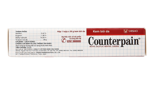 Kem bôi da Counterpain giảm đau trong các trường hợp đau cơ, bong gân tuýp 30g
