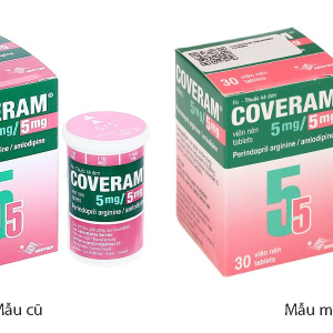 Coveram 5mg/5mg trị tăng huyết áp, mạch vành hộp 30 viên