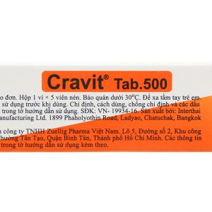 Cravit Tab.500 trị nhiễm khuẩn (1 vỉ x 5 viên)
