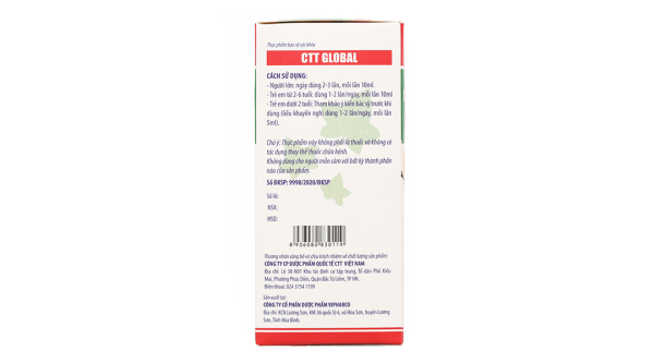 Siro CTT Global hỗ trợ giảm ho, bổ phổi chai 100ml