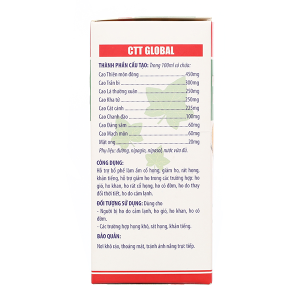 Siro CTT Global hỗ trợ giảm ho, bổ phổi chai 100ml