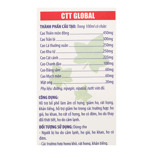 Siro CTT Global hỗ trợ giảm ho, bổ phổi chai 100ml
