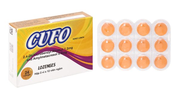 Viên ngậm Cufo Honey Lemon hỗ trợ trị viêm họng, đau họng (2 vỉ x 12 viên)