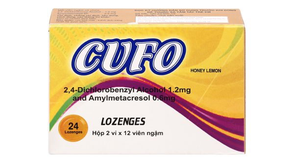 Viên ngậm Cufo Honey Lemon hỗ trợ trị viêm họng, đau họng (2 vỉ x 12 viên)