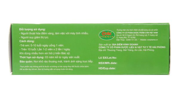 Cvin Eyes bổ mắt, hạn chế thoái hóa điểm vàng hộp 30 viên