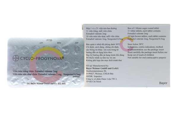 Cyclo - Progynova trị thiếu estrogen do mãn kinh (1 vỉ x 21 viên)