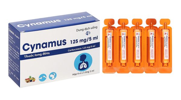Dung dịch uống Cynamus 125mg/5ml trị ho có đàm, viêm phế quản (20 ống x 5ml)