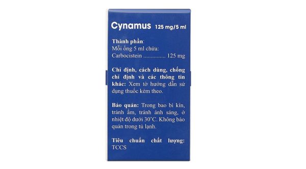 Dung dịch uống Cynamus 125mg/5ml trị ho có đàm, viêm phế quản (20 ống x 5ml)