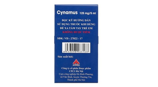 Dung dịch uống Cynamus 125mg/5ml trị ho có đàm, viêm phế quản (20 ống x 5ml)