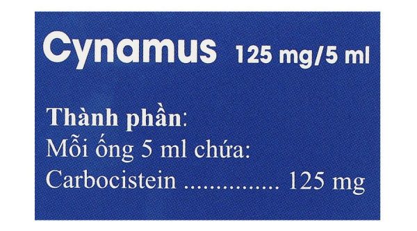 Dung dịch uống Cynamus 125mg/5ml trị ho có đàm, viêm phế quản (20 ống x 5ml)