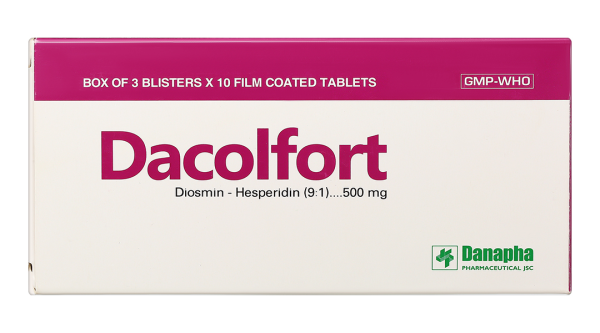 Dacolfort 500mg trị triệu chứng suy tĩnh mạch, mạch bạch huyết (3 vỉ x 10 viên)
