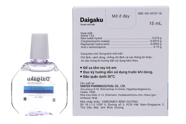 Dung dịch nhỏ mắt Daigaku trị mỏi mắt, sung huyết kết mạc lọ 15ml