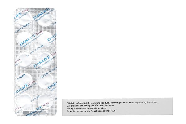 Daklife 75mg phòng và trị huyết khối (3 vỉ x 10 viên)