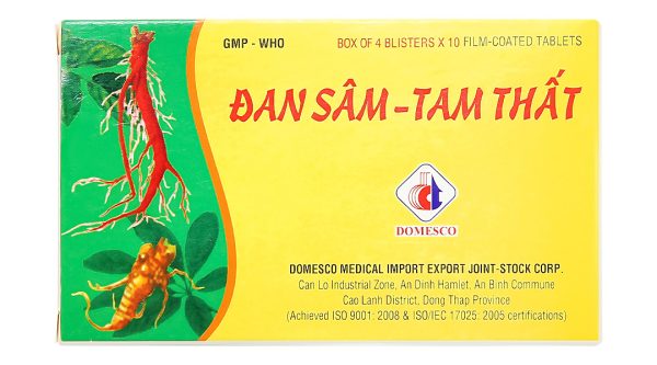 Đan Sâm - Tam Thất phòng và chứng trị đau thắt ngực (4 vỉ x 10 viên)