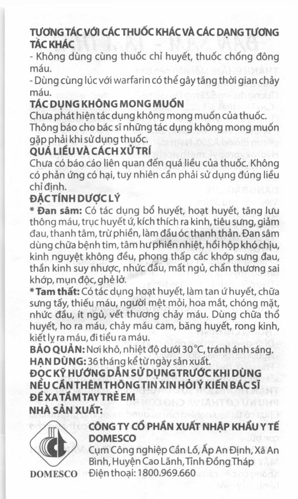 Đan Sâm - Tam Thất phòng và chứng trị đau thắt ngực (4 vỉ x 10 viên)
