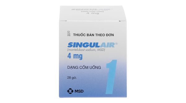 Thuốc cốm Singulair 4mg trị hen phế quản mạn tính hộp 28 gói
