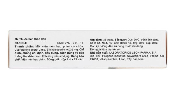 Daniele thuốc trị mụn, tránh thai hằng ngày (1 vỉ x 21 viên)