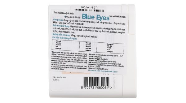 Dao Nordic Health Blue Eyes tăng cường chức năng võng mạc chai hộp 60 viên