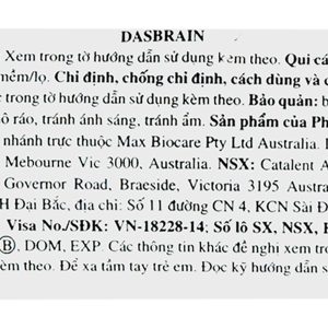 Dasbrain bổ não, tăng cường miễn dịch lọ 30 viên