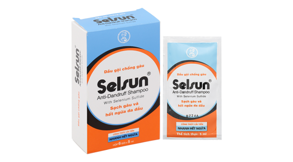 Dầu gội Selsun làm sạch gàu và hết ngứa da đầu hộp 6 gói x 5ml