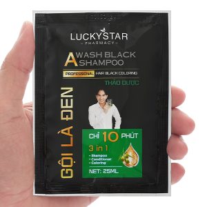 Dầu gội đen Lucky Star phủ bạc làm đen tóc hộp 8 gói x 25ml