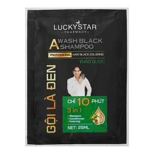 Dầu gội đen Lucky Star phủ bạc làm đen tóc hộp 8 gói x 25ml