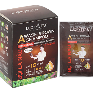 Dầu gội nâu Lucky Star phủ bạc làm nâu tóc hộp 8 gói x 25ml