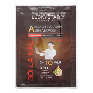 Dầu gội nâu Lucky Star phủ bạc làm nâu tóc hộp 8 gói x 25ml