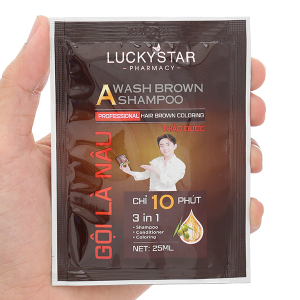 Dầu gội nâu Lucky Star phủ bạc làm nâu tóc hộp 8 gói x 25ml