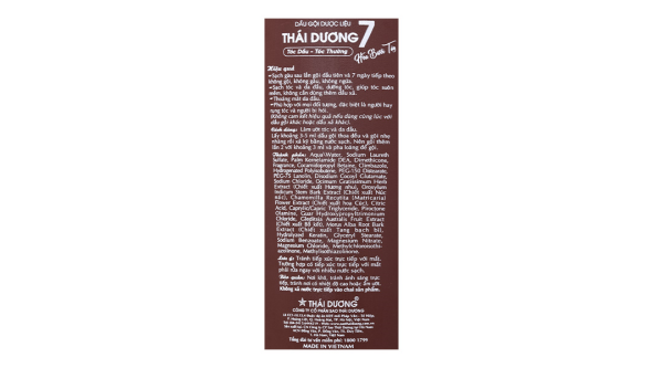 Dầu gội dược liệu Thái Dương 7 Gold sạch gàu, mềm mượt chai 200ml