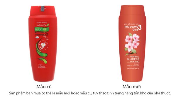 Dầu gội dược liệu Thái Dương 3 Gold hương hoa đào sạch gàu, mềm mượt chai 200ml