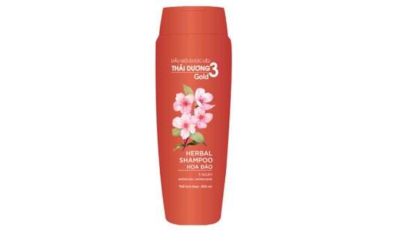 Dầu gội dược liệu Thái Dương 3 Gold hương hoa đào sạch gàu, mềm mượt chai 200ml