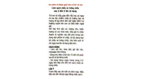 Dầu gội dược liệu Aladin trị chấy, loại bỏ trứng chấy tuýp 30g